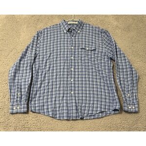 Criquet Men's Medium Long Sleeve‎ Button Down Shirt Plaid Pocket Tee